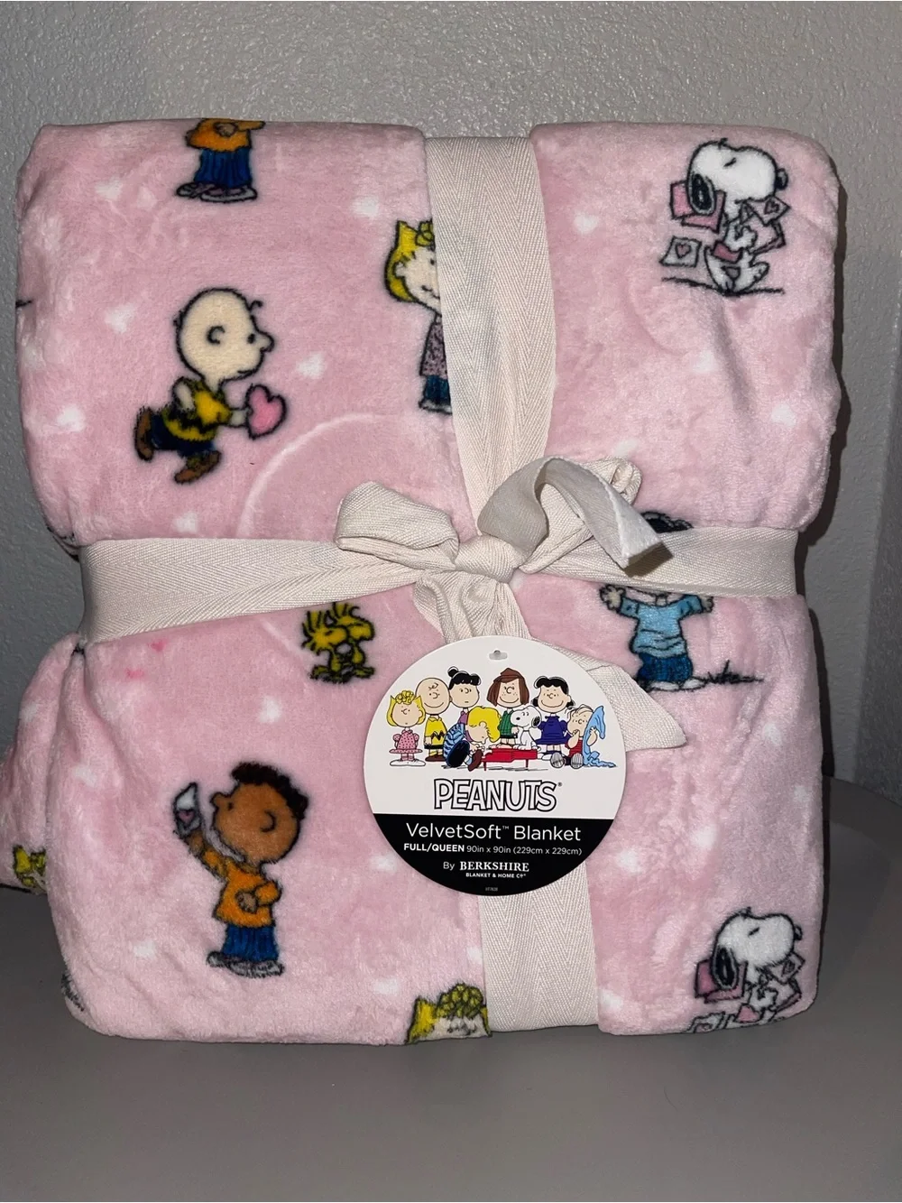 Peanuts Berkshire Valentine Day Cards Pink Full/Queen Blanket 90x90 NWT